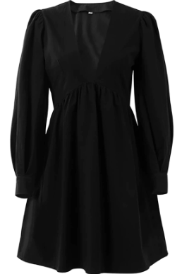 Deep V-Neck Puff Sleeve A-Line Dress image 1