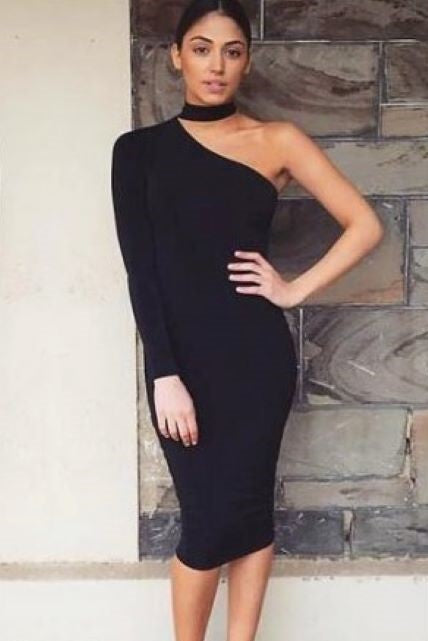 One Sided Cold Shoulder Choker Dress image 0