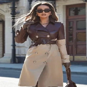 Buckle Belted Double Breasted Trench Coat image 0