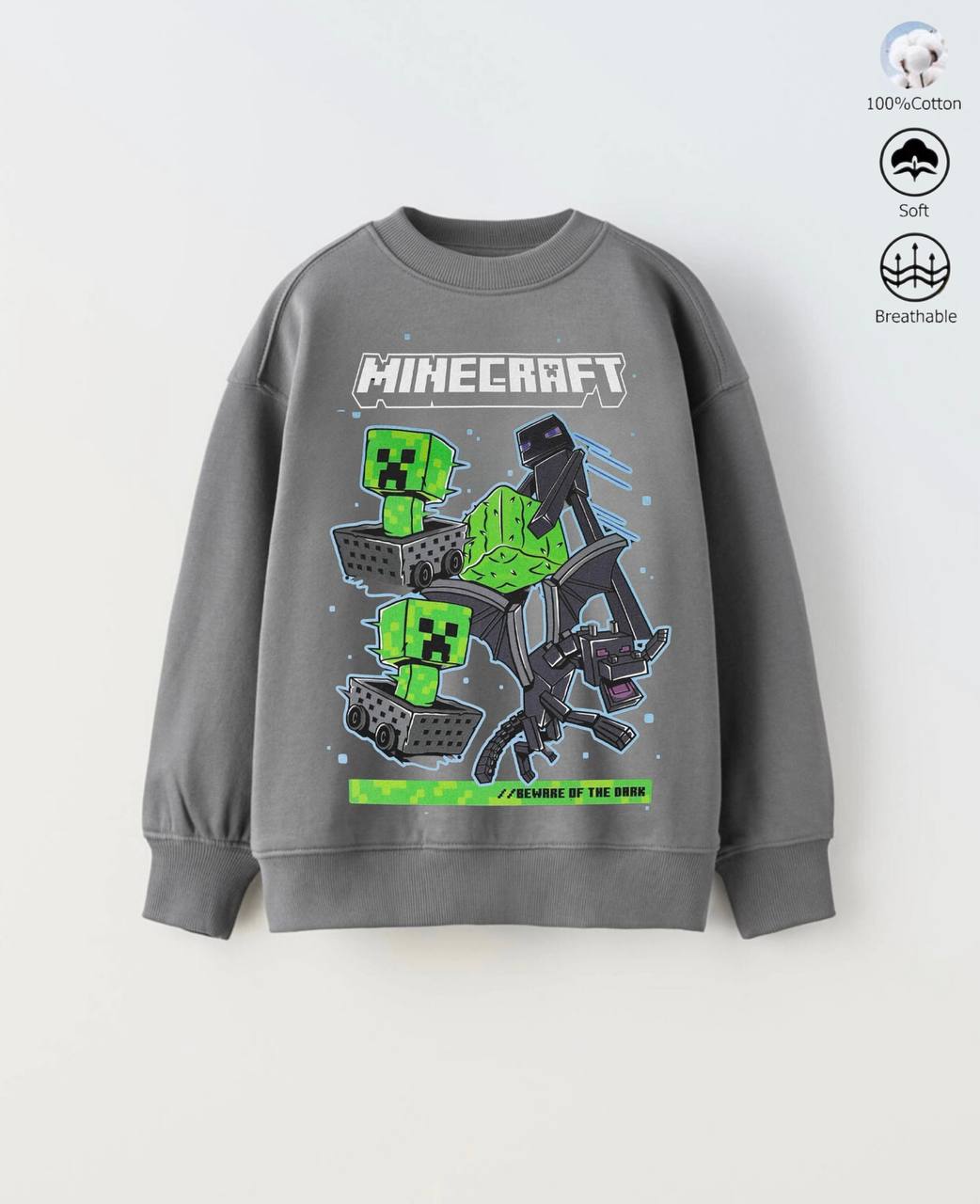 Minecraft Gray Boys Hoodie - 3 cotton thread image 0