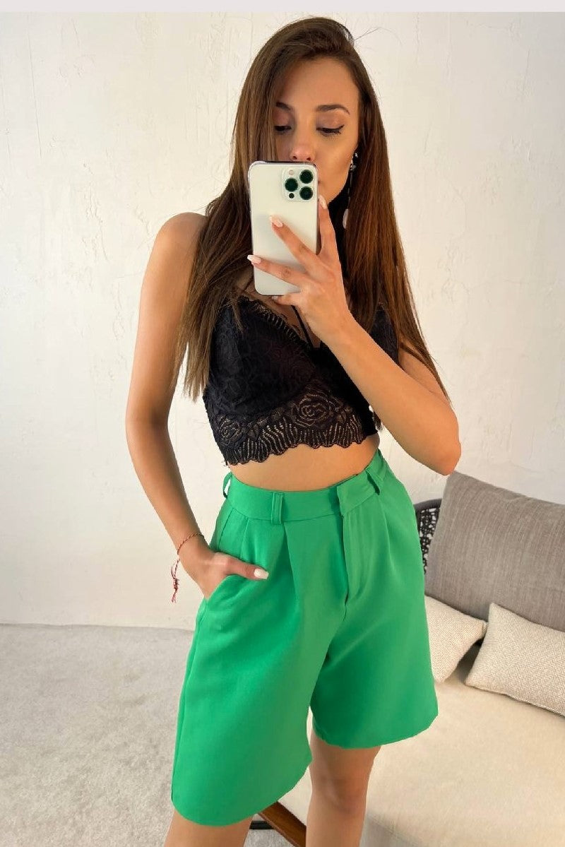 Slant Pocket Wide Leg Shorts - Bermuda image 1