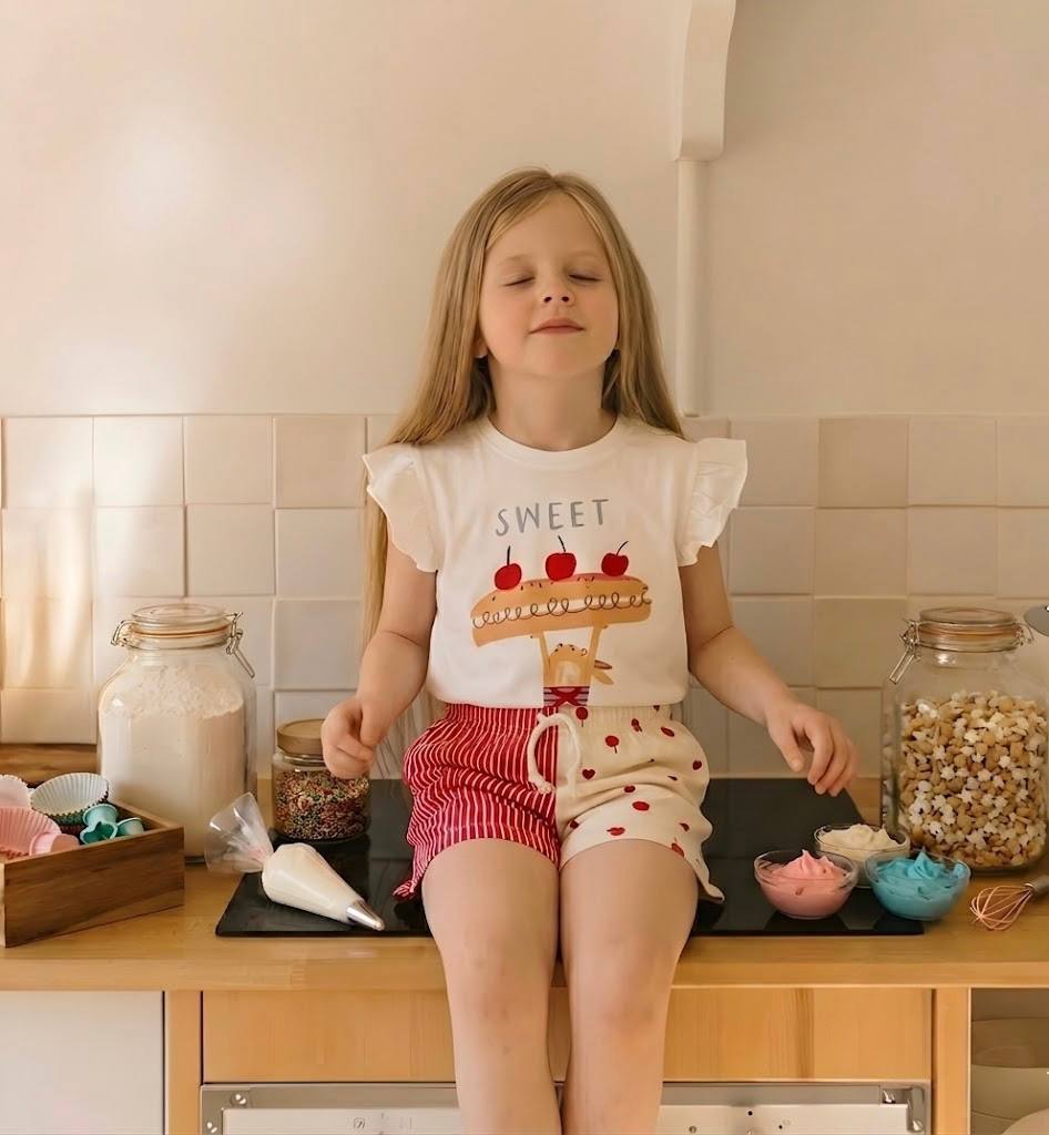 Baby & Toddler Girls' 2-piece "Sweet" Cake Graphic T-shirt and Shorts