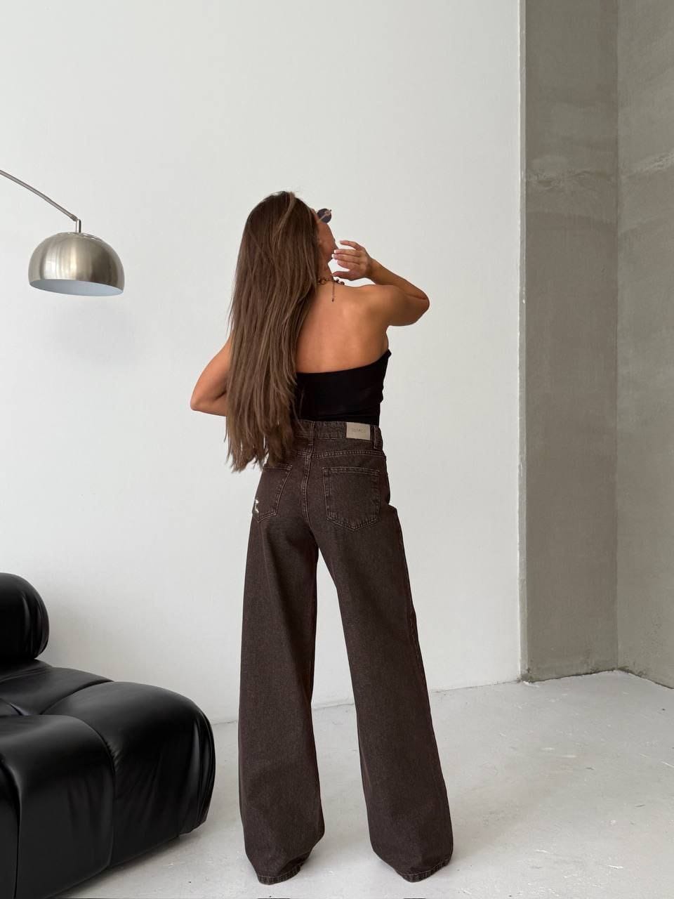 High Rise Wide Leg loose Brown Jeans