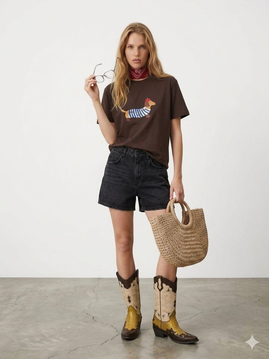 Women's Brown Dachshund Graphic T-shirt