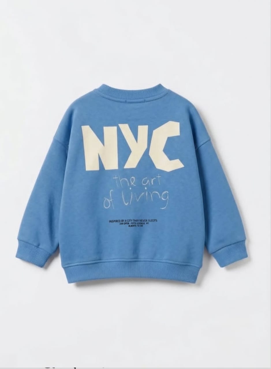 Kids NYC sweatshirt blue back view