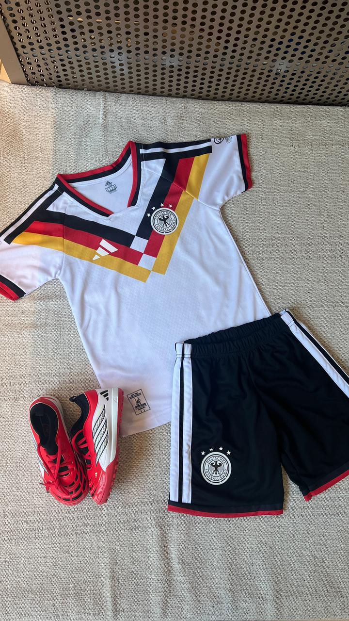 White & Black Football Jersey & Shorts Set