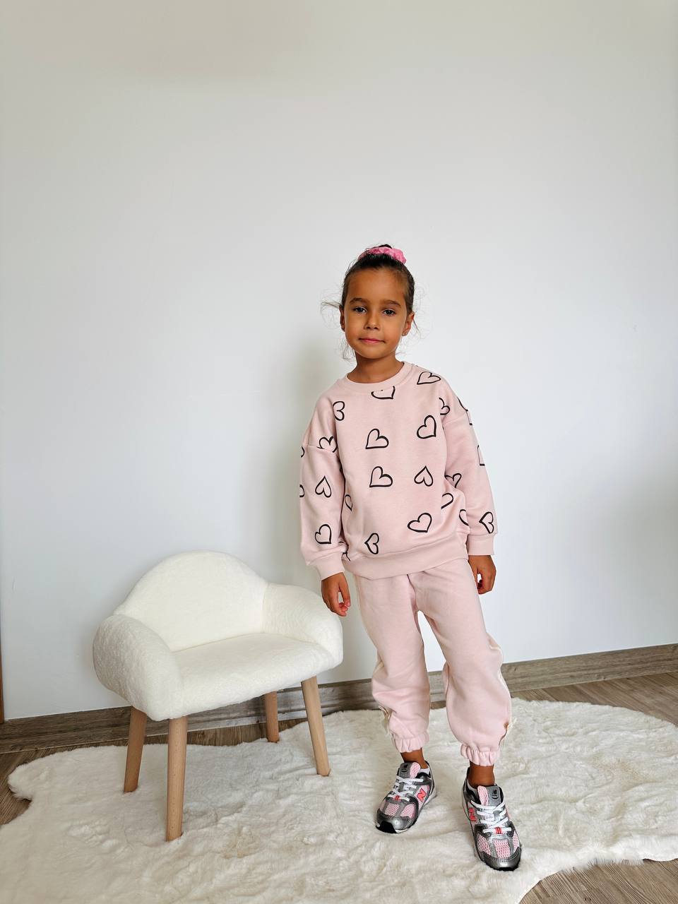 Girls 3 Thread Cotton Set - Baby Pink with hearts image 2