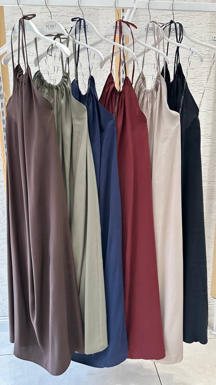 Women Cotton Linen Slip Strappy Dress - Khaki image 0