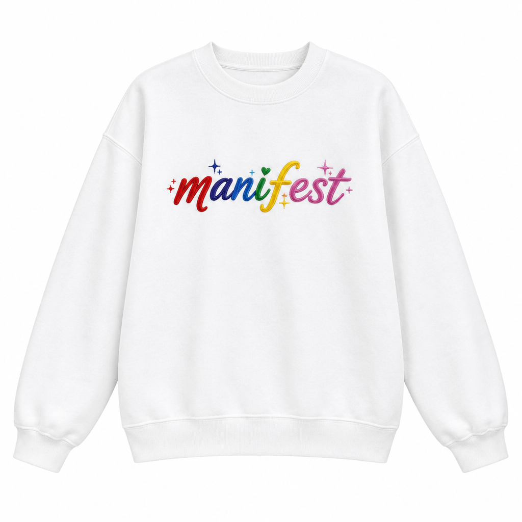 Girls Manifest Rainbow Sweatshirt on white background