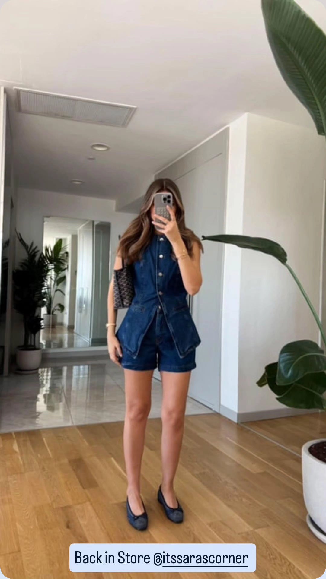 Denim Button Up Vest + Shorts - Set