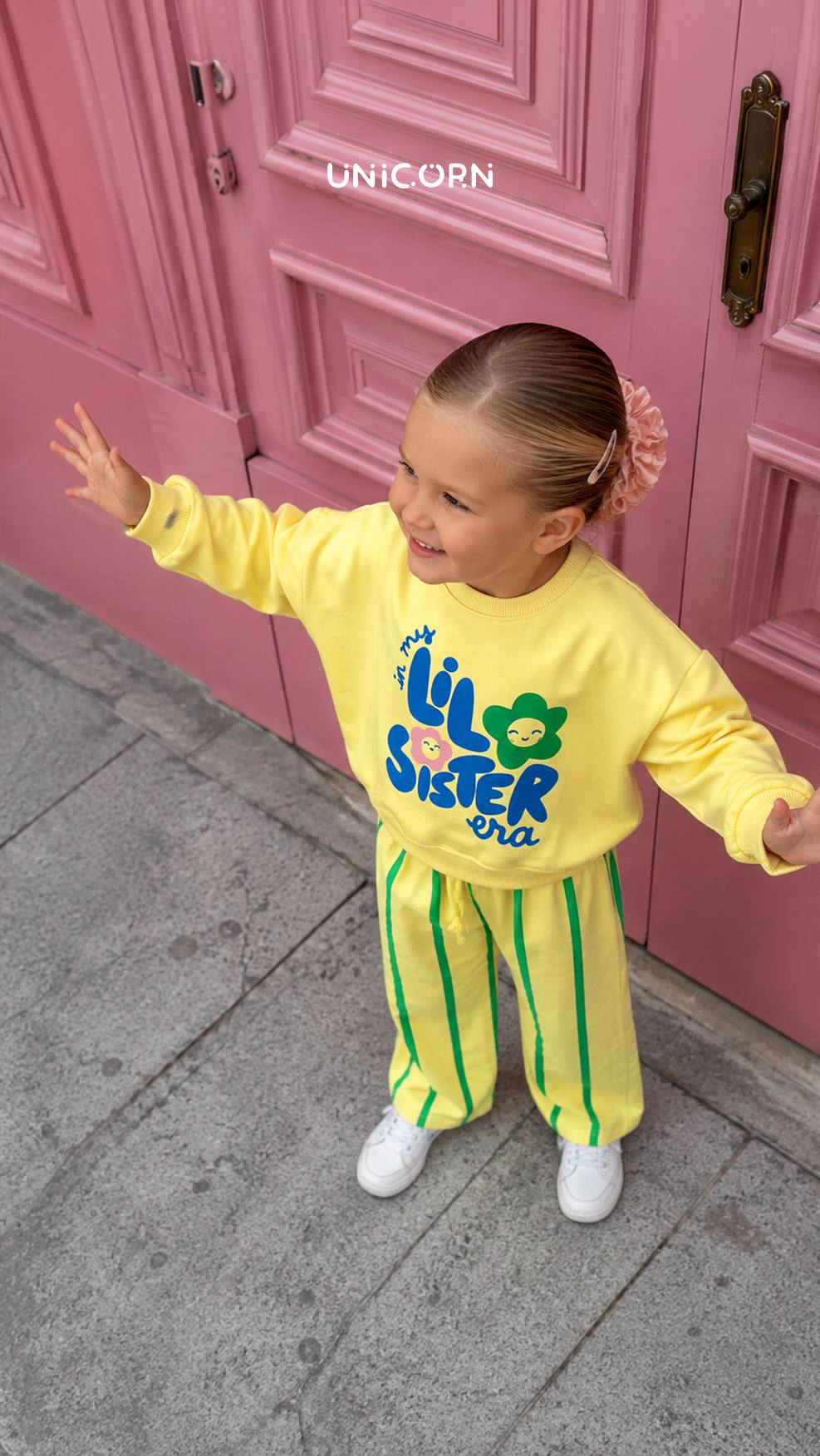 Lil Sister Era: Cozy Yellow Sweater & Striped Pant Set