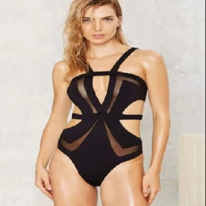 One Piece Lock Swimsuit- Black image 0