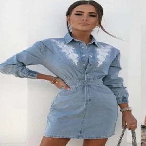 Zip- Button Up Denim Dress image 0
