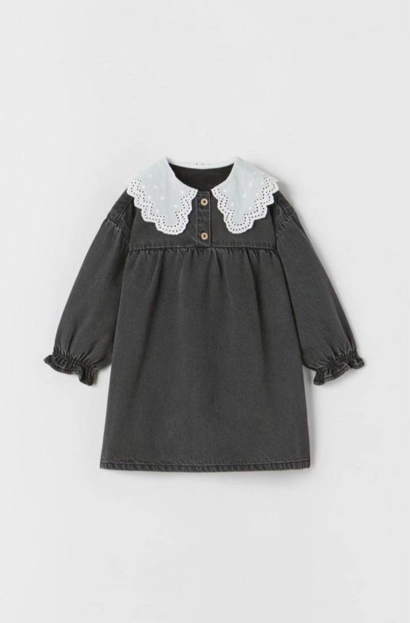 Girls Jeans Dress with White Collar image 0