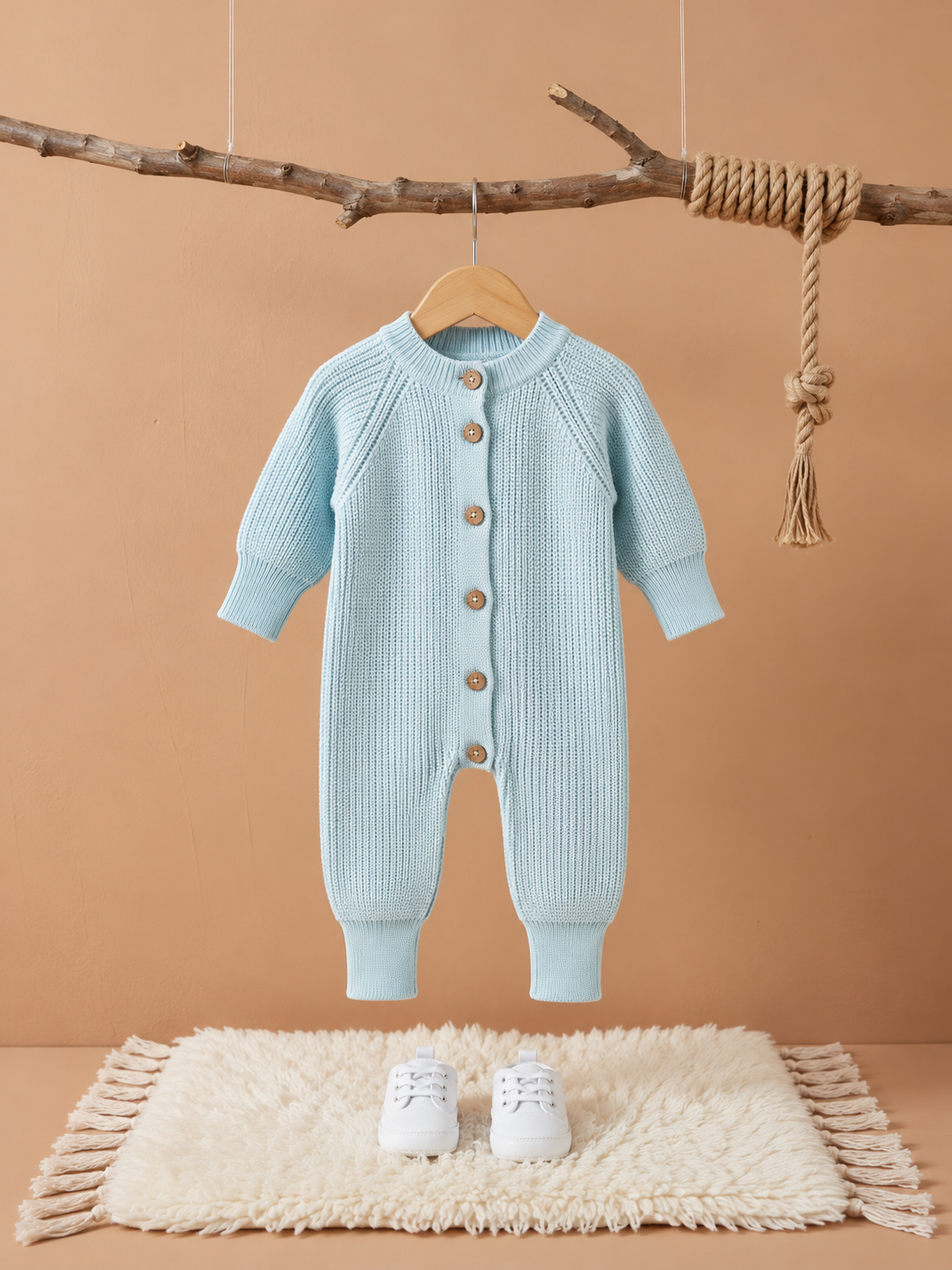 Kids’ Blue Knit Overalls