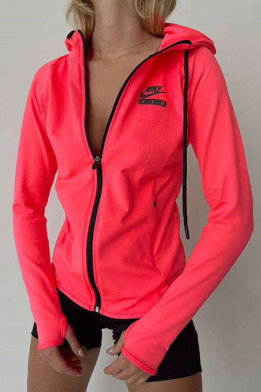Neon Pink Zip Up Sports Hoodie image 0