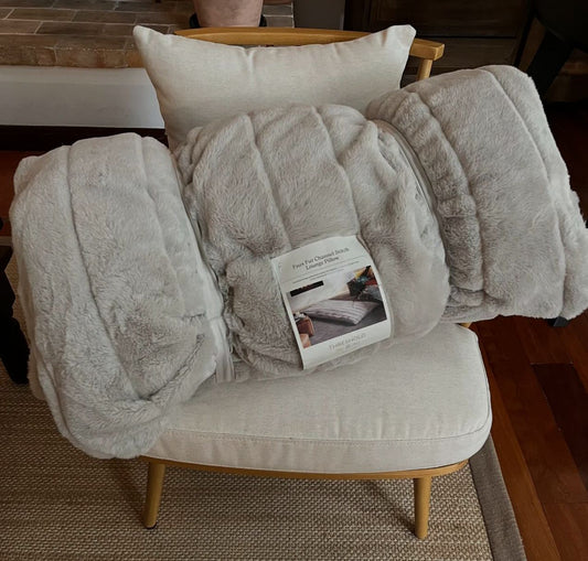 Faux Fur Channel Stitch Lounge Pillow image 0