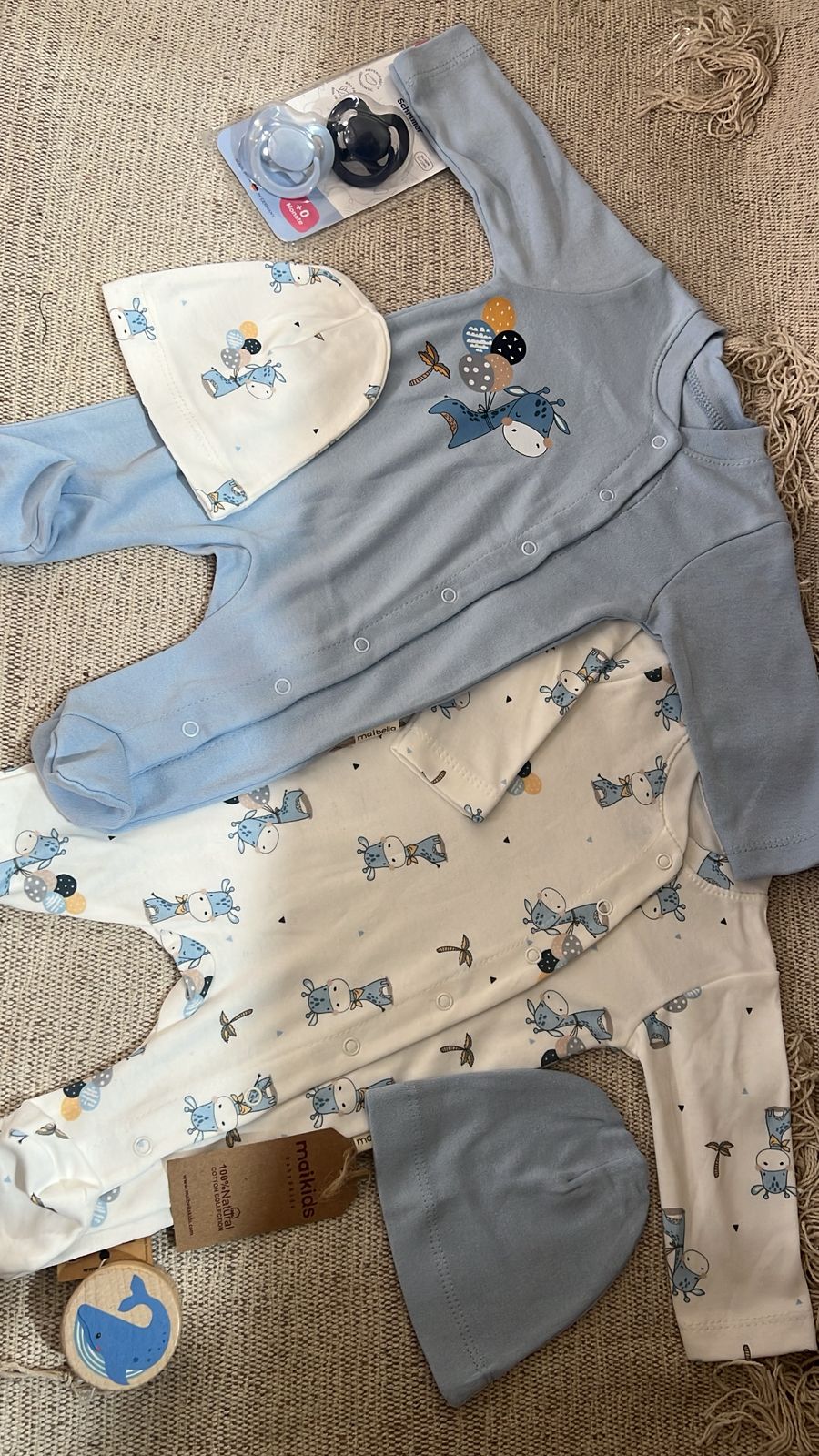 Giraffe Print Set of 2 Sleepsuit - Blue image 0