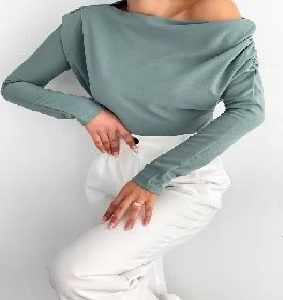 One Side Slight Off Shoulder Long Sleeved Top image 0