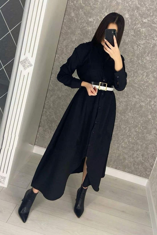 Front Split Belted Dress image 0