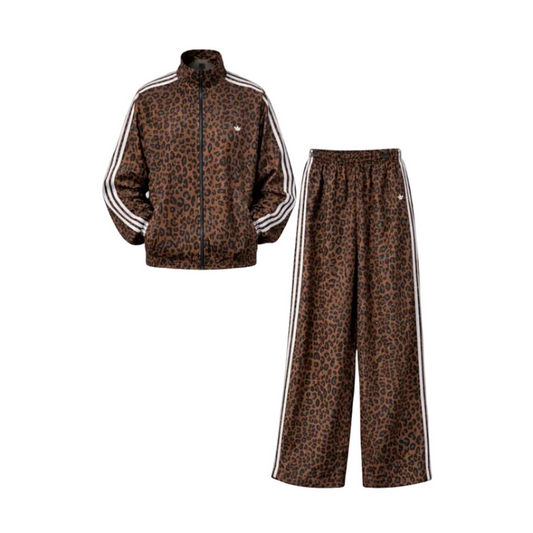 Women's Adidas leopard print sport set - jacket and wide-leg pants