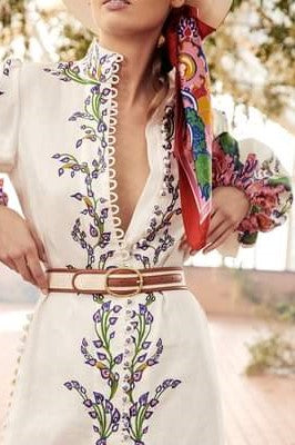 Floral Print Shirt Linen Dress image 1