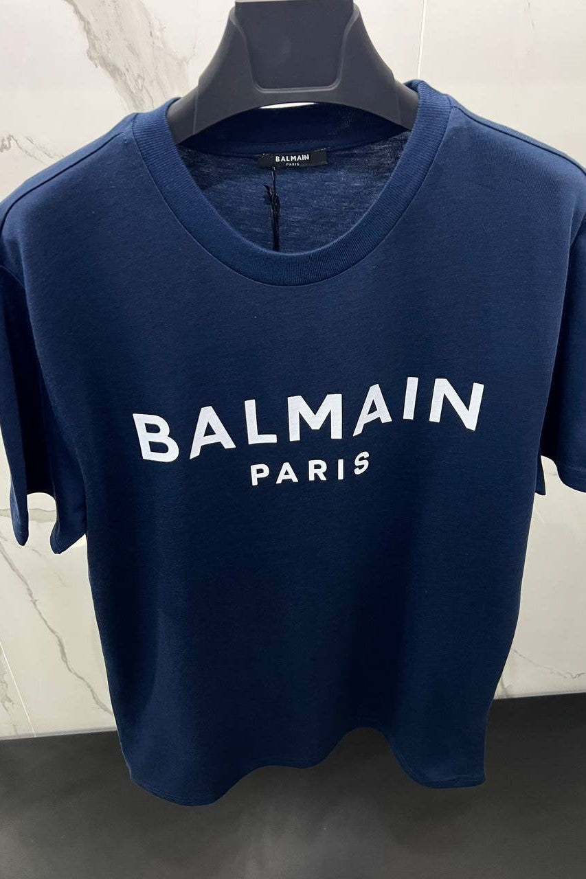 Balmain Paris Navy Logo Tshirt image 2