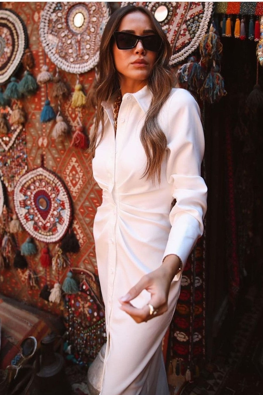 Pu Buttoned Midi Dress image 0