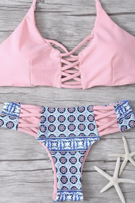 Criss-Cross Tribal Print Bikini image 0