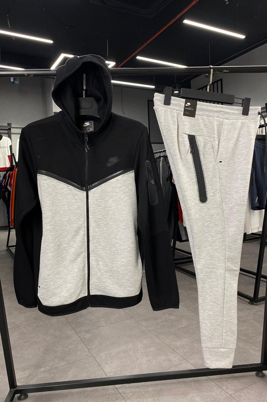 Tech Fleece Black & Grey Zip Up Hoodie With Joggers image 0
