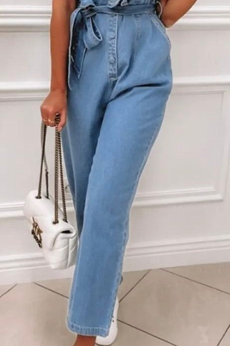 Belted Denim Jumpsuit image 1