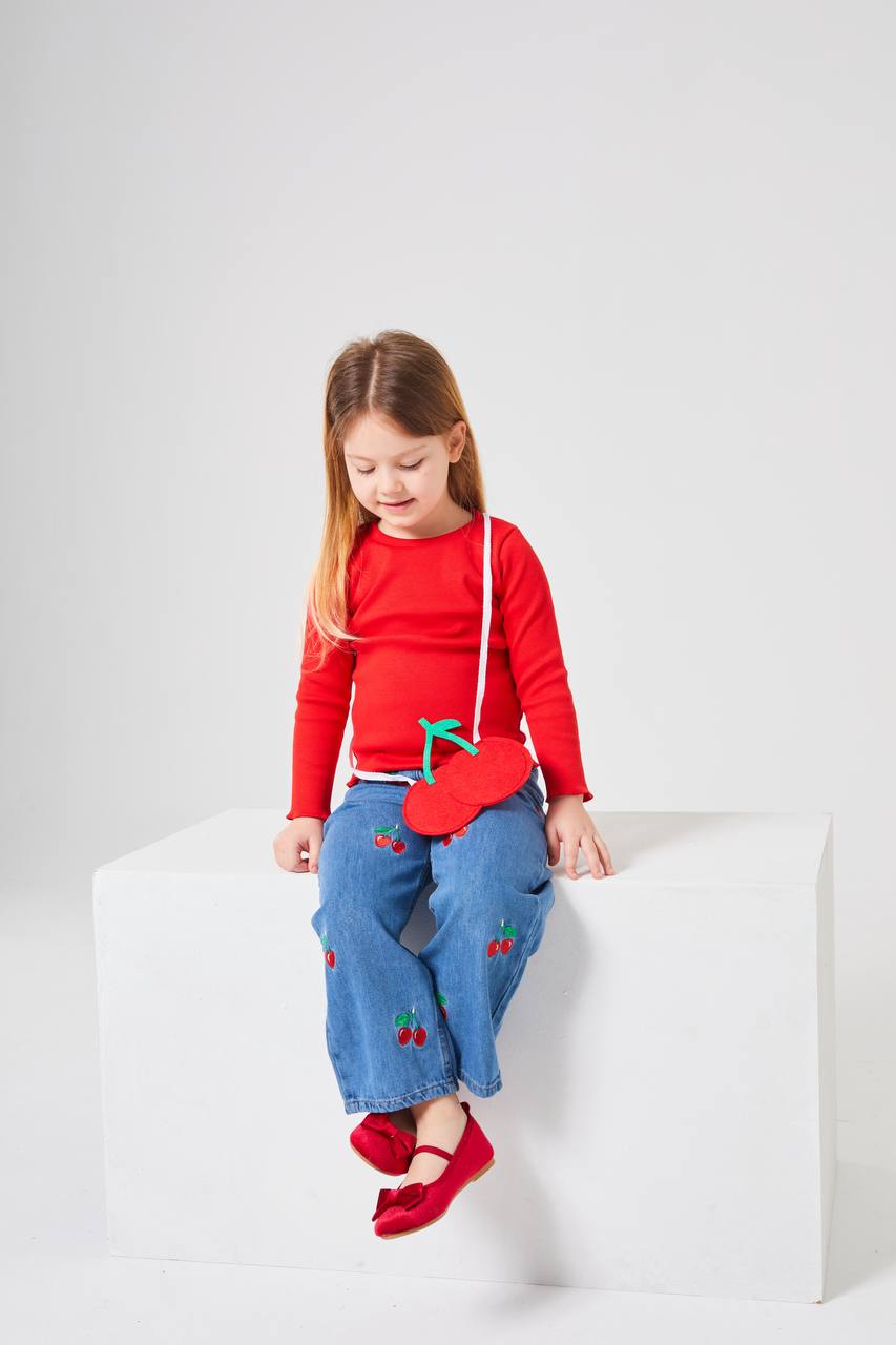Girls set Jeans and top with cherry bag image 0