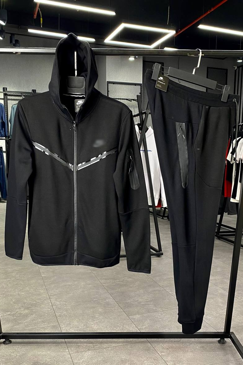 Tech Fleece Black Zip Up Hoodie With Joggers image 2