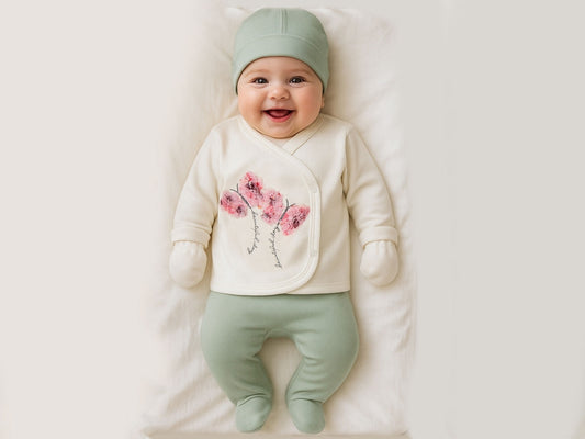 FLOWER Detailed 5-Piece Girls's Hospital Exit Bodysuit Set image 0