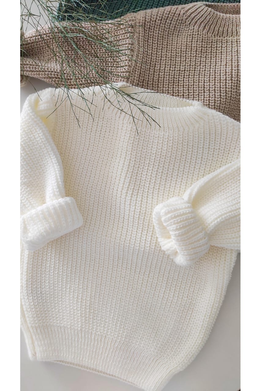 Baby kids crew neck - Creme image 0