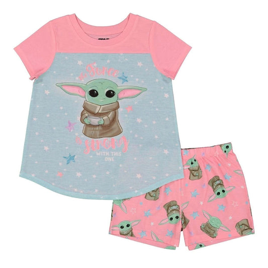 Star Wars Girls' Baby Yoda Short Sleeve Shirt and Shorts Pajama Set image 0