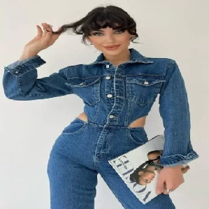 Cut Out Denim Jumpsuit image 0