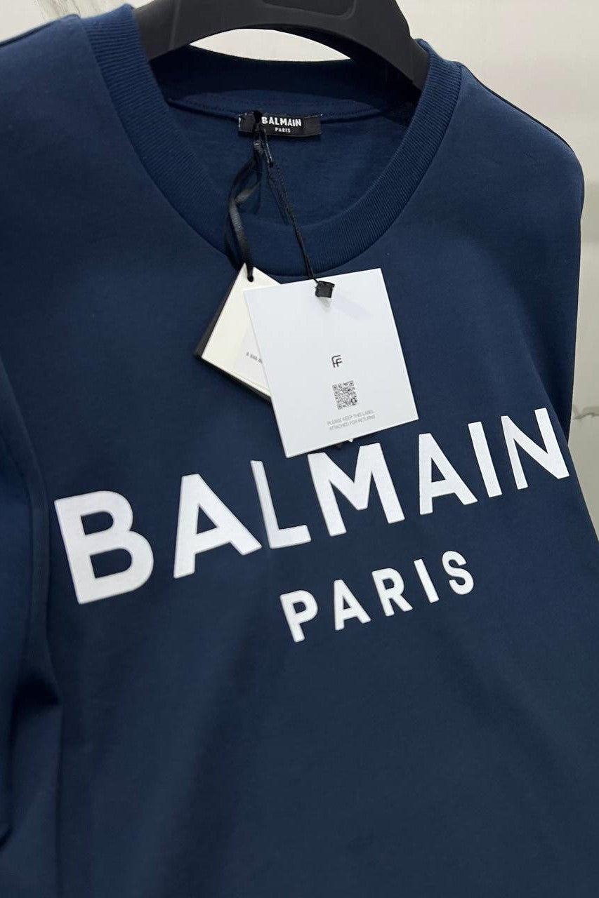 Balmain Paris Navy Logo Tshirt image 1