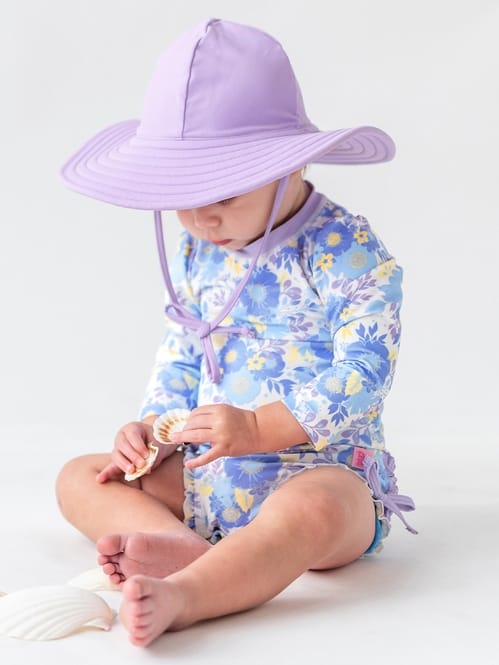 Pristine Blooms One Piece & Lavender Hat Set image 0