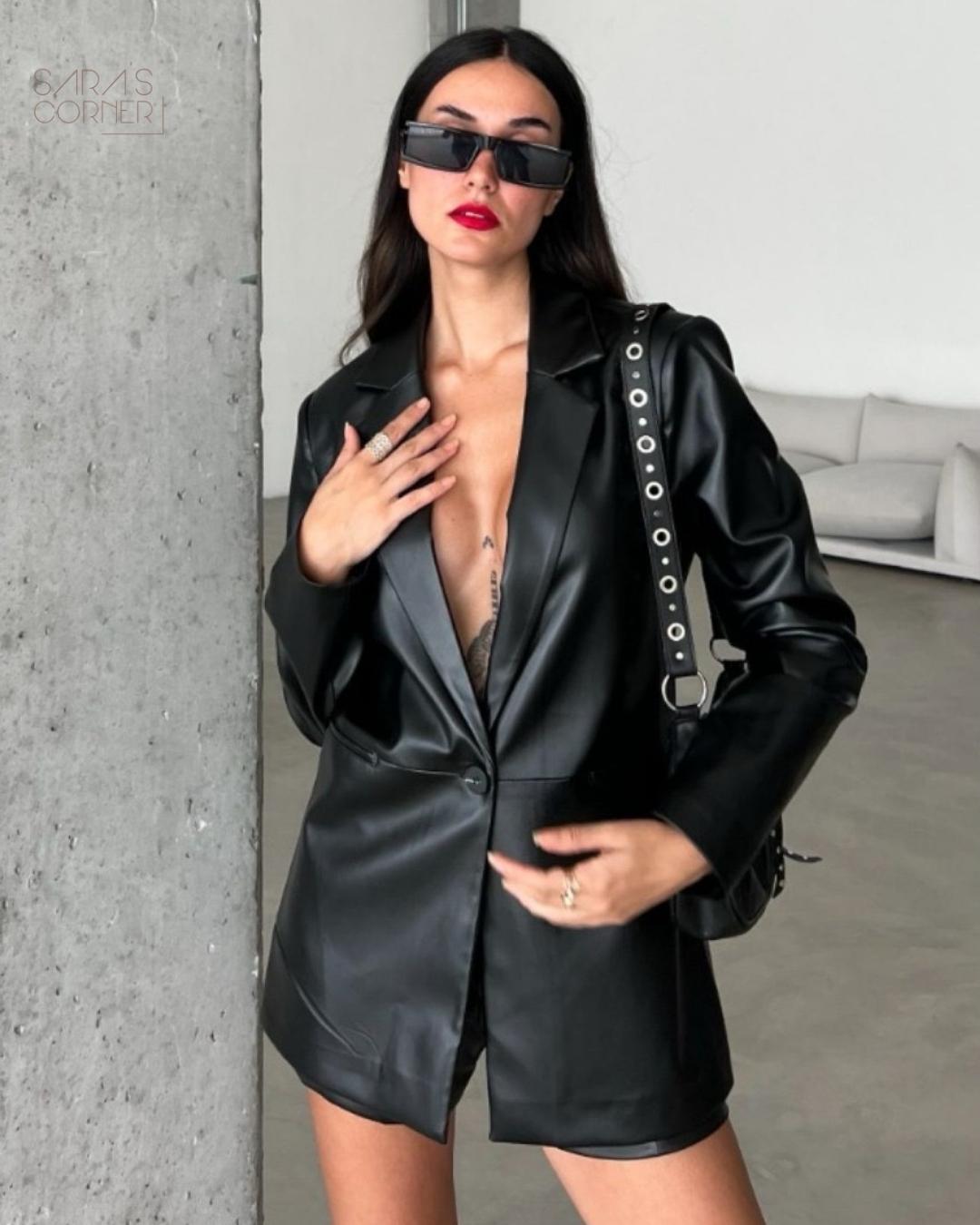 Black Leather Blazer<span> - </span>Small image