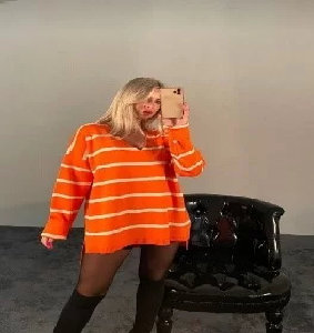 Round Neck Sweater Dress Without Belt image 0