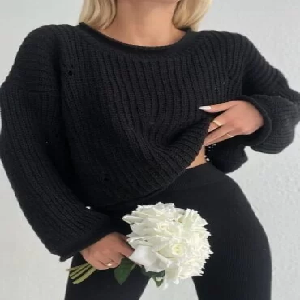 Chunky Knit Oversized Sweater - Available in Black and Blue image 0