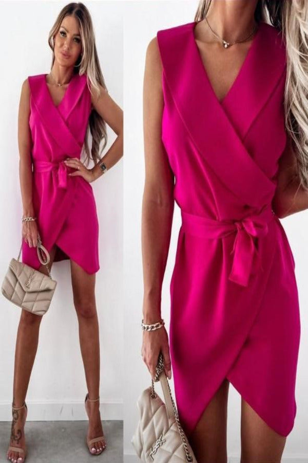 Shawl Collar Double Breasted Belted Dress image 0