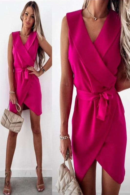 Shawl Collar Double Breasted Belted Dress image 0