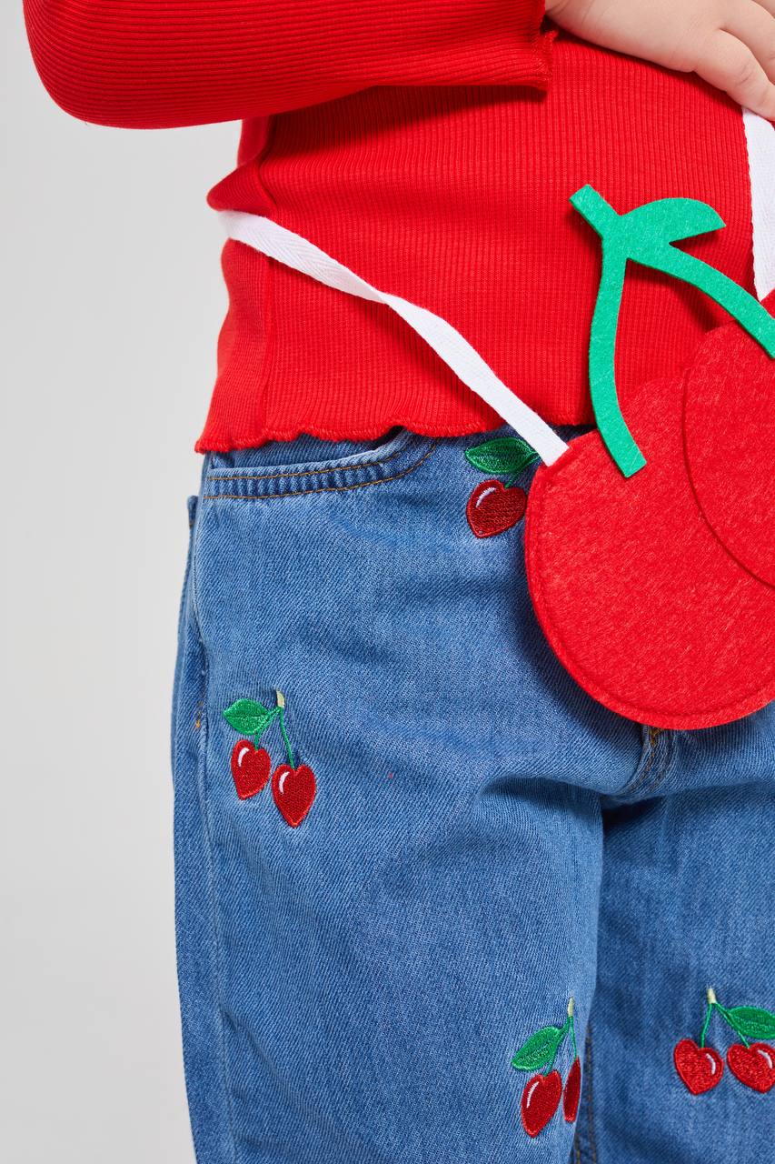 Girls set Jeans and top with cherry bag image 4