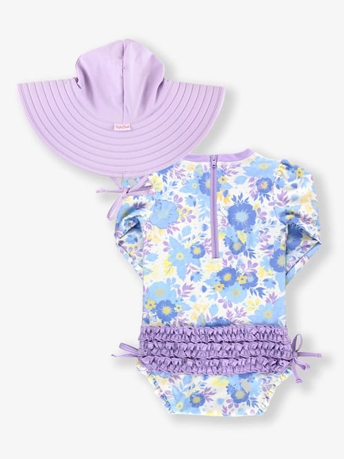 Pristine Blooms One Piece & Lavender Hat Set image 1
