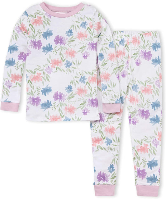 Burt's Bees Girls' Pajamas, Tee and Pant 2-Piece PJ Set, Wild Garden image 0