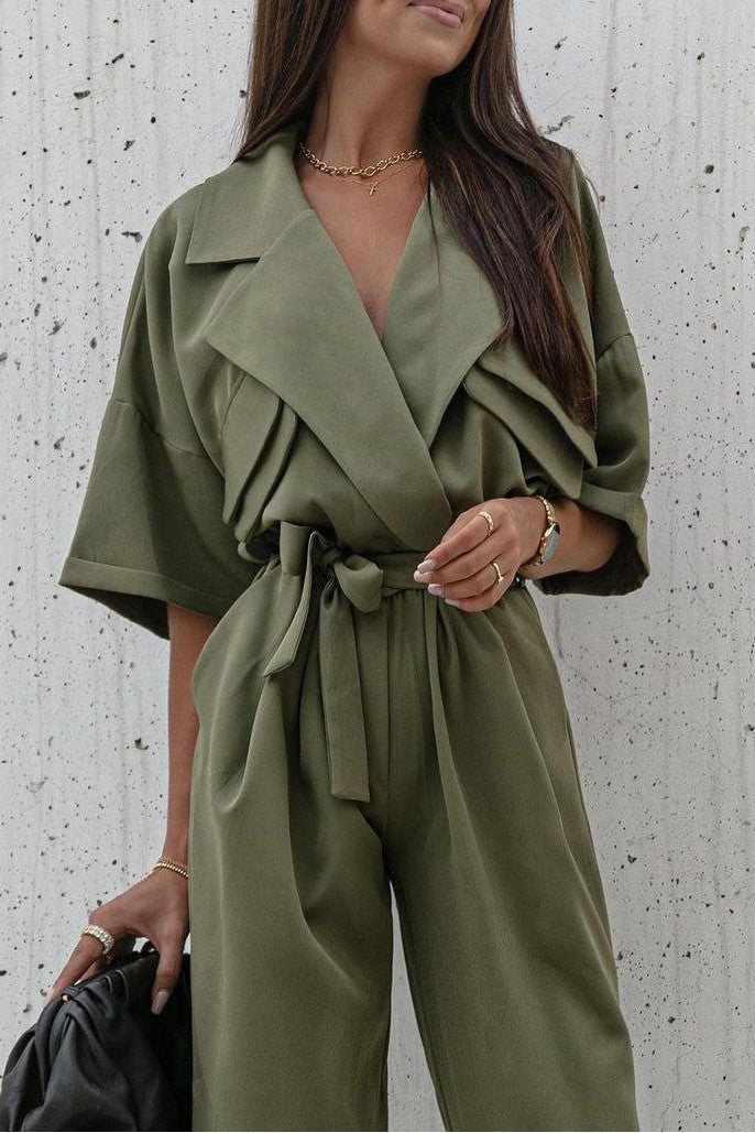 Collar Front Belted Jumpsuit image 0