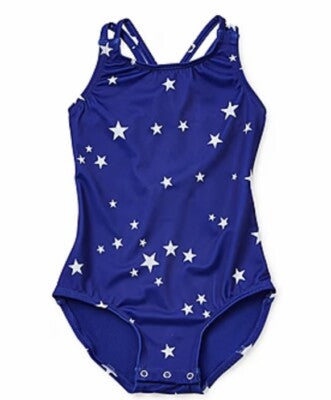 NWT Girl's Size One Piece Blue & White Star Oasis Bathing Suit image 0