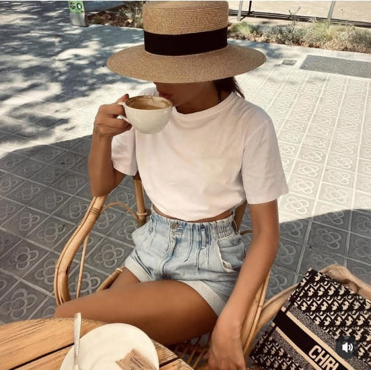 Solid White Crop T-shirt Basics image 0
